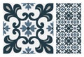 Vintage antique Portuguese seamless design patterns tiles in Vector illustration