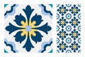 Vintage antique Portuguese seamless design patterns tiles in Vector illustration