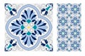 Vintage antique Portuguese seamless design patterns tiles in Vector illustration Royalty Free Stock Photo