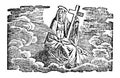 Vintage Antique Religious Allegorical Biblical Drawing or Engraving of Holy Woman or saint or Virgin Mary in Heaven