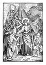 Vintage Antique Religious Biblical Drawing or Engraving of Jesus and 6th or Sixth Station of the Cross or Way of the