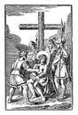 Vintage Antique Religious Biblical Drawing or Engraving of Jesus and 10th or Tenth Station of the Cross or Way of the