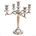 A Vintage Antique Silver Candlestick on White Background Royalty Free Stock Photo