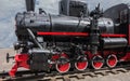 Vintage antique steam locomotive or train engine Royalty Free Stock Photo