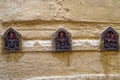 Vintage Antique Stone Carved Tablats outside the wall of Sree Gaya Royalty Free Stock Photo