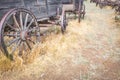 Vintage Antique Wood Wagons and Weathered Wheels. Royalty Free Stock Photo