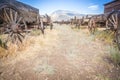 Vintage Antique Wood Wagons and Wheels. Royalty Free Stock Photo