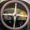 Vintage Antique Wooden Classic Car Steering Wheel Royalty Free Stock Photo