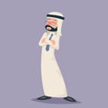 Vintage Arab Businessman Standing Proud Clever Winner Character Royalty Free Stock Photo