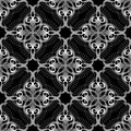 Vintage arabesque black and white vector seamless pattern. Greek style ornamental floral background. Line art elegance arabic Royalty Free Stock Photo