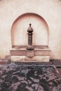 Vintage Arabic metallic water fountain in Doha, Qatar.