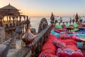 Vintage Arabic oriental cafe. Place to relax on beach Ras Umm El Sid of Red Sea. Sharm El Sheikh, Egypt. Royalty Free Stock Photo