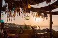 Vintage Arabic oriental cafe. Place to relax on beach Ras Umm El Sid of Red Sea. Sharm El Sheikh, Egypt. Royalty Free Stock Photo