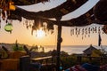 Vintage Arabic oriental cafe. Place to relax on beach Ras Umm El Sid of Red Sea. Sharm El Sheikh, Egypt. Royalty Free Stock Photo