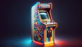 Colorful Vintage Arcade Game Machine with Neon Lights