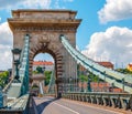 Vintage arch at chain bridge in Budapest Royalty Free Stock Photo