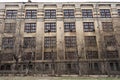 Vintage architecture classical facade old gray building front view. Royalty Free Stock Photo