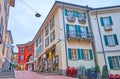 Vintage architecture of Via Cattedrale, Lugano, Switzerland