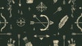 Vintage Arrow and Feather Pattern on Dark Background for Design Royalty Free Stock Photo