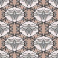 Vintage Art Deco Butterfly Vector Seamless Pattern. Stylised 1920s style Geometric Moth Bug Damask Background. Hand Drawn Ornate