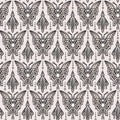 Vintage Art Deco Butterfly Vector Seamless Pattern. Stylised 1920s style Geometric Moth Bug Damask Background. Hand Drawn Ornate