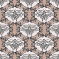 Vintage Art Deco Butterfly Vector Seamless Pattern. Stylised 1920s style Geometric Moth Bug Damask Background. Hand