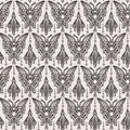 Vintage Art Deco Butterfly Vector Seamless Pattern. Stylised 1920s style Geometric Moth Bug Damask Background. Hand