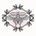 Vintage Art Deco Butterfly Wreath Fram Vector Motif Set. Stylised 1920s style Geometric Design Element. Hand Drawn Ornate Classic