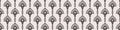 Vintage art deco jewel motif banner. Vector seamless border pattern. Stylised 1920s style geometric flourish damask background.