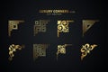 Vintage art deco luxury corner set. Vector golden geometric template for borders and frames Royalty Free Stock Photo