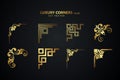 Vintage art deco luxury corner set. Vector golden geometric template for borders and frames Royalty Free Stock Photo