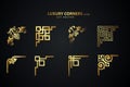 Vintage art deco luxury corner set. Vector golden geometric template for borders and frames Royalty Free Stock Photo