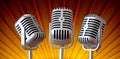 Vintage art deco mic trio Royalty Free Stock Photo