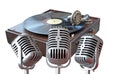 Vintage art deco mic trio Royalty Free Stock Photo