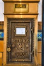 Vintage Art Deco U.S. Mail Letterboc and Padlock.- Cutler Mail Chute - brass