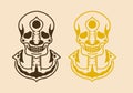 Vintage illustration design of anchor stuck in the skull Royalty Free Stock Photo