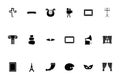 Vintage art objects black color set solid style flat vector image