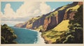 Retro Adventurecore: Paili Landscape Coast Postcard - Haleakala National Park