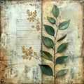 Vintage Artistic Background with Leaves and Decorative Text Elements Royalty Free Stock Photo