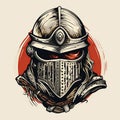 Apocalyptic Knight Helmet And Shield Illustration For Any Use