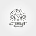 Vintage astronaut helmet head logo vector symbol with stars illustration design