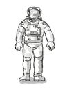 Vintage Astronaut or Spaceman Cartoon Retro Drawing