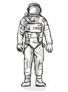 Vintage Astronaut or Spaceman Cartoon Retro Drawing