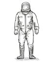 Vintage Astronaut or Spaceman Cartoon Retro Drawing