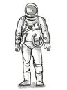 Vintage Astronaut or Spaceman Cartoon Retro Drawing