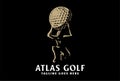 Vintage Atlas Lift Golf Ball for Sport Club Competition Logo Design Vector
