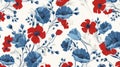 Vintage Atmosphere Red, Blue, And White Flower Pattern Royalty Free Stock Photo