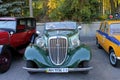 Vintage Audi convertible with large chrome grille, model 1927. Rare Audi car at car exhibition. Dnipro, Ukraine