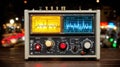 Vintage Audio Analyzer Displaying Sound Waveforms and Controls Royalty Free Stock Photo