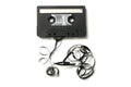 vintage audio cassette with magnetic band outside on Royalty Free Stock Photo